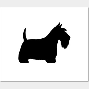 Scottish Terrier Dog Breed Silhouette | Black Scottie Dog Posters and Art